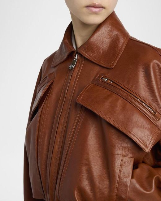 Versace Brown Blouson Leather Jacket