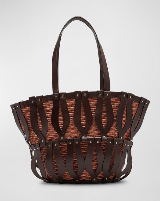 Ulla Johnson Indra Large Caged Straw Tote Bag in Brown Lyst
