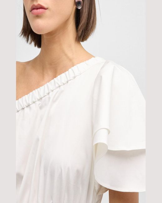 Cynthia Rowley White One-Shoulder Cotton Midi Dress
