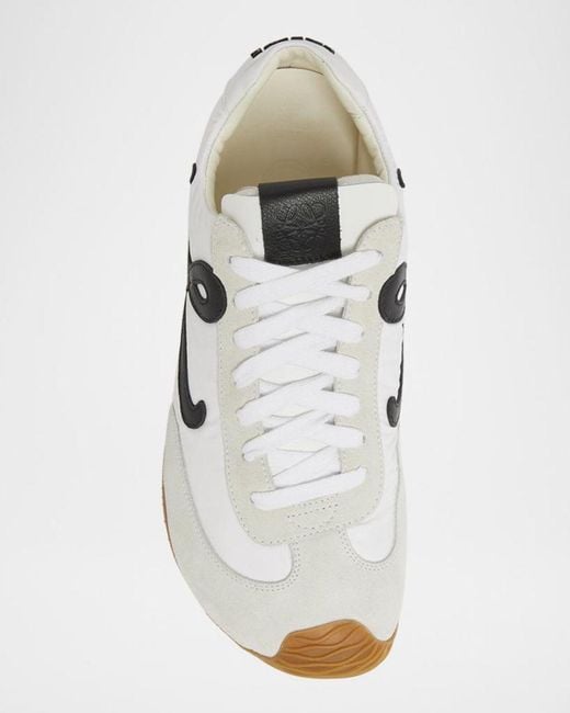 Loewe White Flow Runner Suede And Leather Sneakers