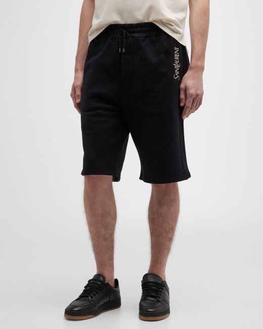 Saint Laurent Black Logo Sweat Shorts for men