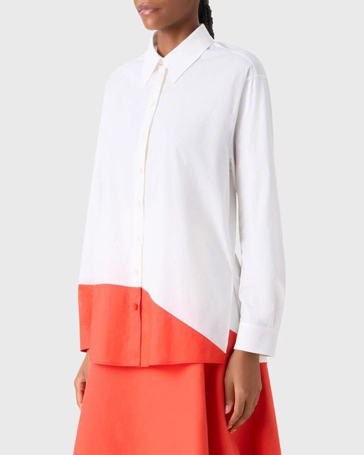 Akris Red Colorblock Patchwork Button-Down Blouse
