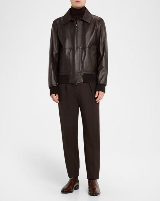 Isaia Gray Apos;S Lambskin Leather Jacket for men