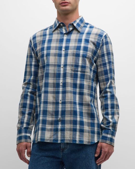 Original Madras Trading Co. Blue Long-Sleeve Winter Madras Shirt for men