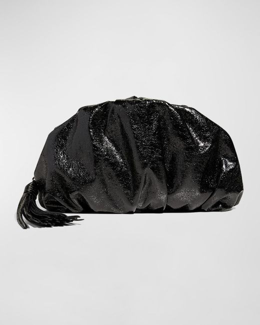 Rebecca Minkoff Black Ruched Zip Faux-Leather Clutch Bag