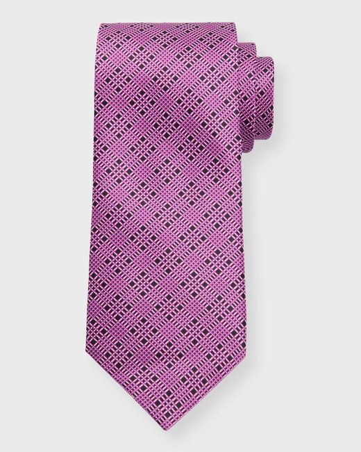 Stefano Ricci Purple Silk Small Plaid Tie for men
