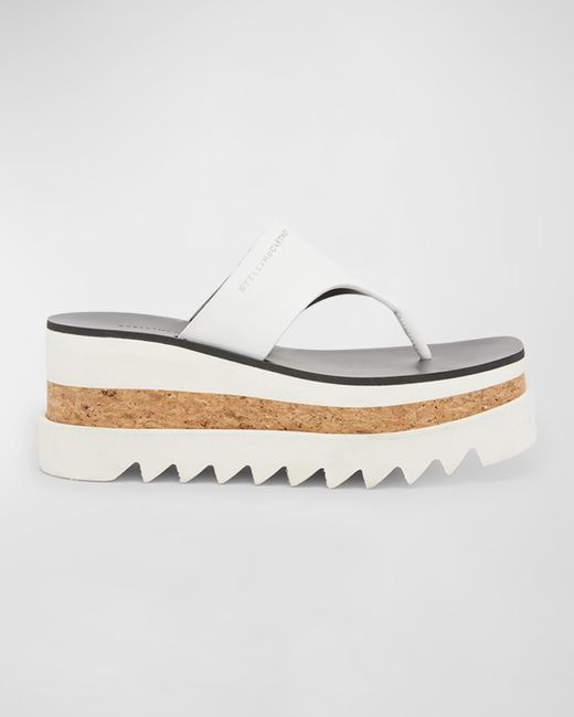 Stella McCartney White Sneakelyse Vegan Platform Thong Sandals
