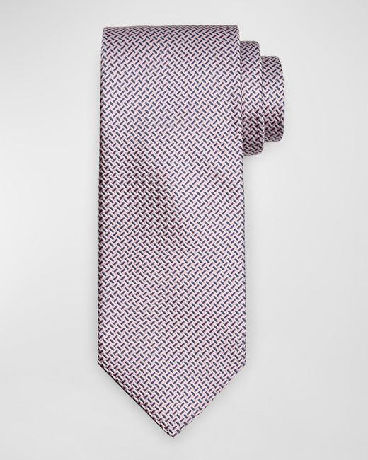 Brioni Purple Silk Jacquard Basketweave Tie for men