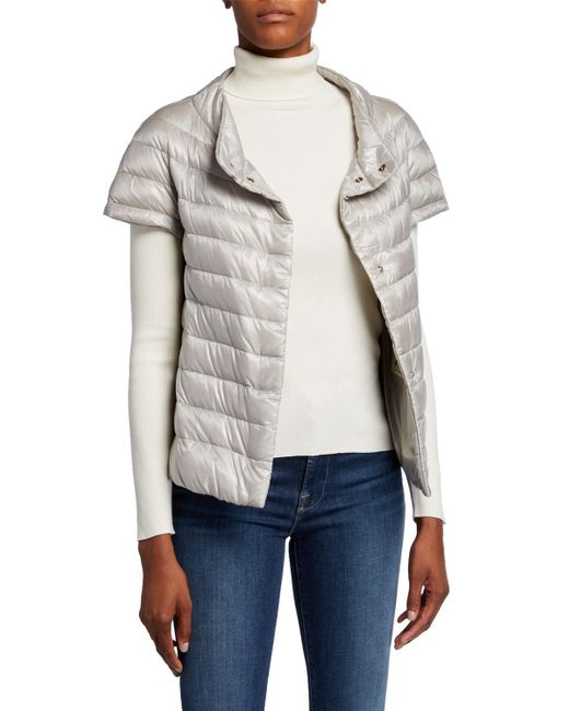 Herno Pink Short-sleeve Snap-front Quilted Puffer Jacket