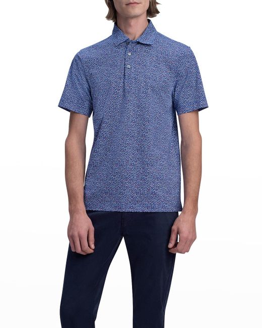 Bugatchi Ooohcotton Tech Mosaic-print Polo Shirt in Blue for Men | Lyst
