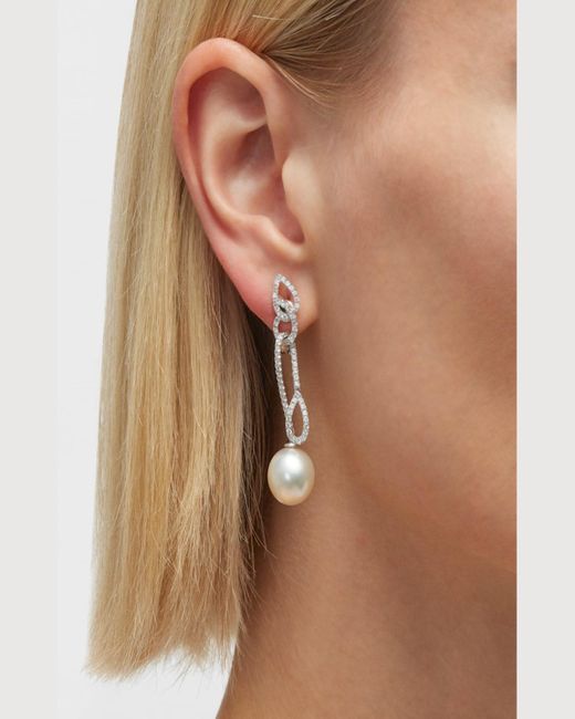 Belpearl Natural 18k White Gold 12.5mm South Sea Pearl And Diamond Earrings