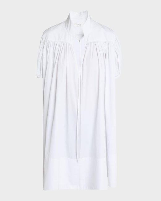 Co. White Gathered Short-Sleeve Tton Tunic Top