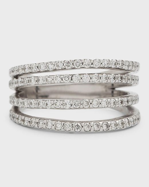 Cassidy Diamonds Gray 18k White Gold 4-link Pave Diamond Ring, Size 7