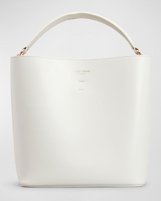 Giorgio Armani White Infinity Small Napa Leather Tote Bag