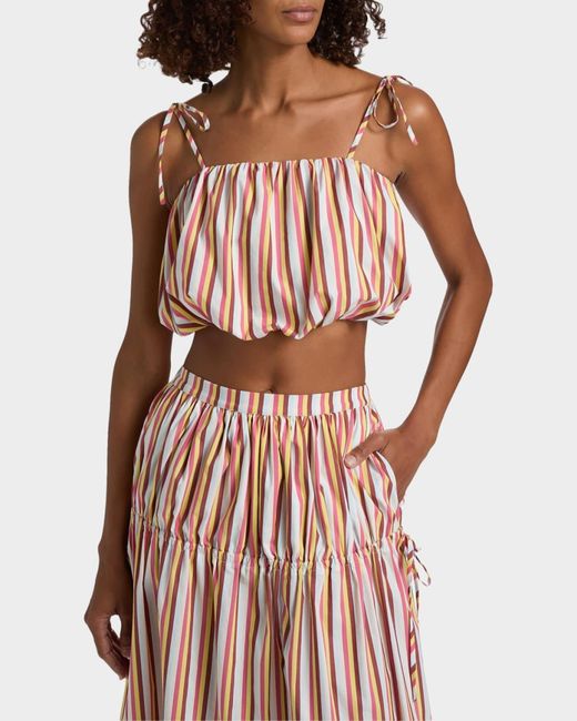 Solid & Striped Red The Ivy Striped Bubble Crop Top