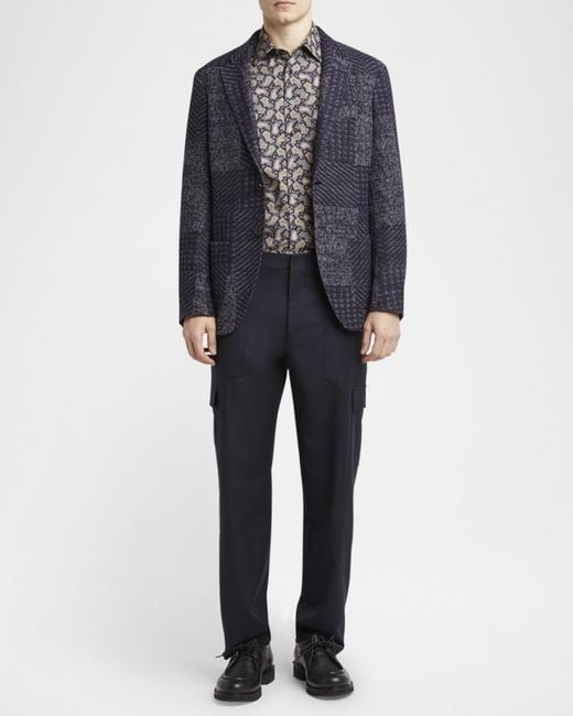 Etro Natural Apos;S Patchwork Knit Two-Button Sport Coat for men