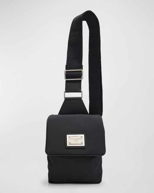 Dolce & Gabbana Black Logo Plaque Nylon Belt Bag for men