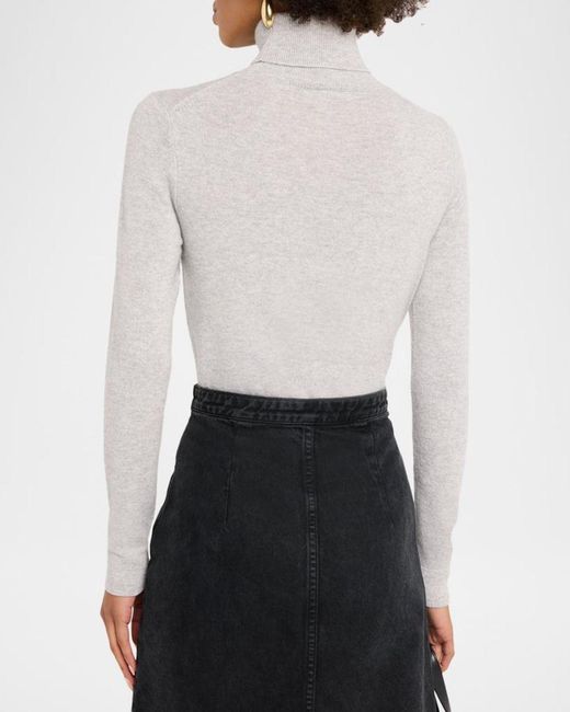 Neiman Marcus White Cashmere Basic Turtleneck Top