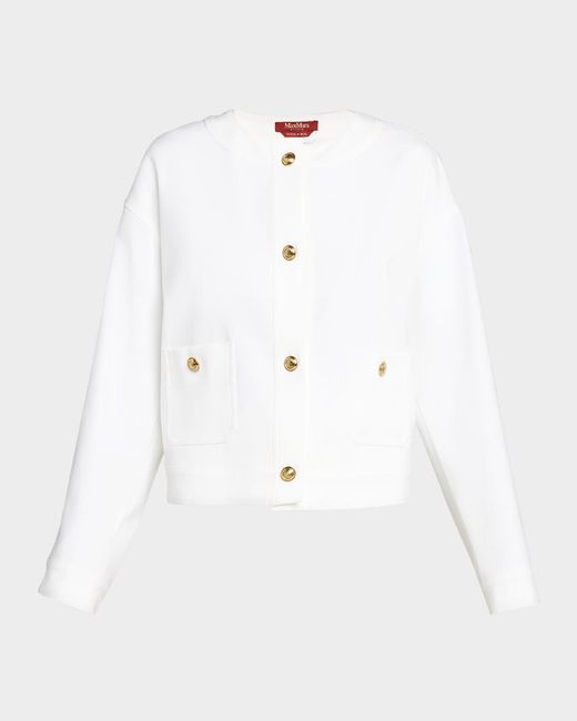 Max Mara White Kiwi Button-Down Cotton Jacket