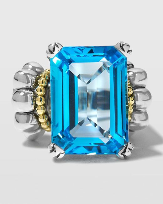 Lagos Blue Glacier 18X13Mm Gemstone Two-Tone Ring