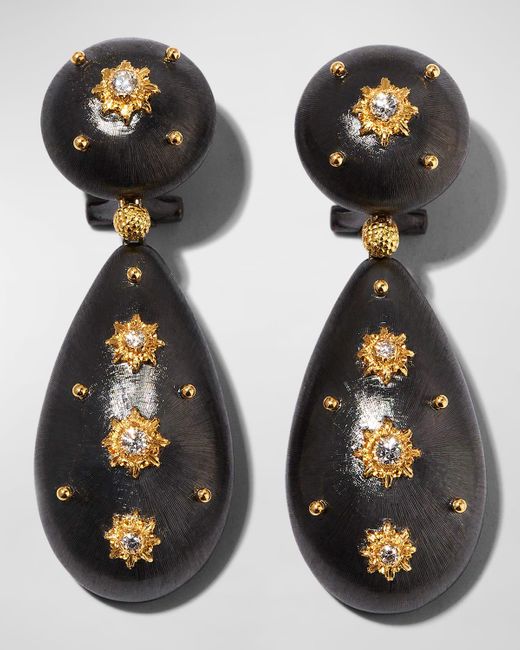 Buccellati Black 18k Macri Diamond Drop Earrings