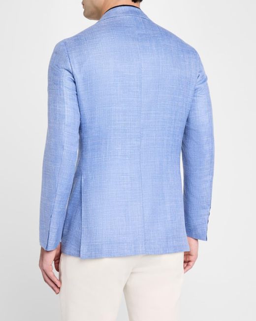 Canali Blue Apos;S Wool-Blend Hopsack Blazer for men