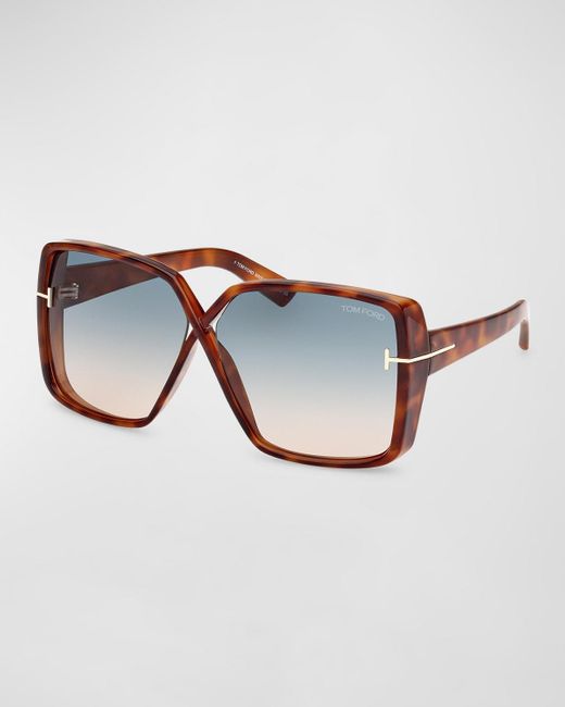 Tom Ford Blue Yvonne Acetate Butterfly Sunglasses