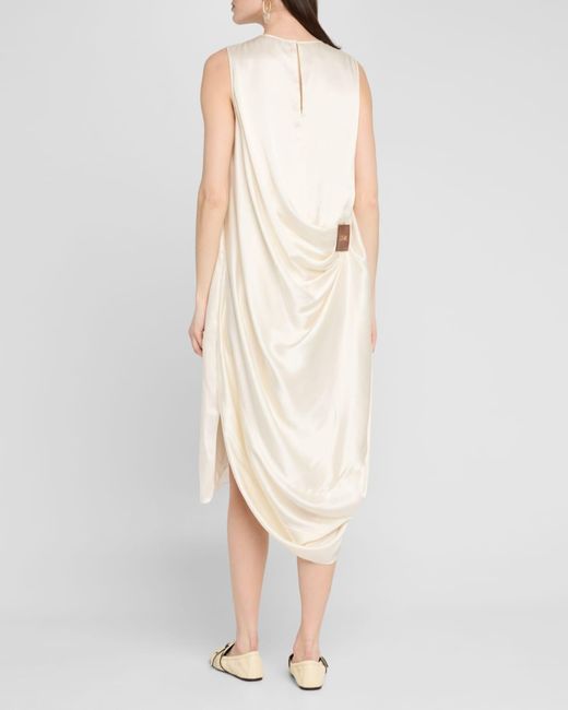 loewe draped dress in silk Draped open-back silk midi dress in black - Loewe