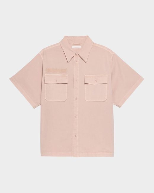 Helmut Lang Pink Button-Down Uniform Shirt for men