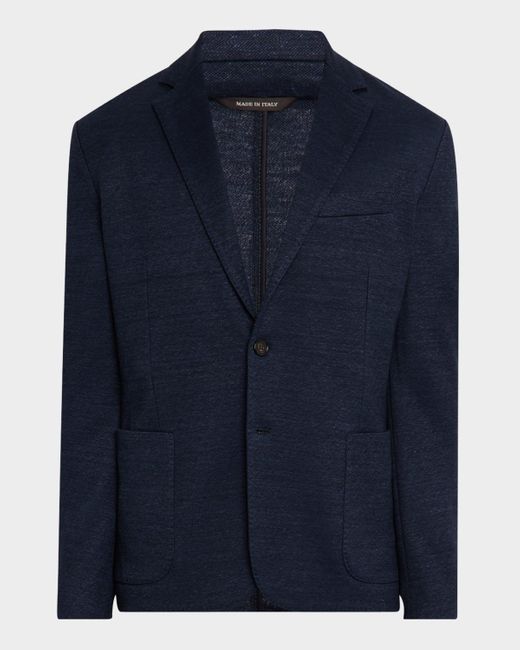 Loro Piana Blue Linen And Wool Pique Single-Breasted Sport Coat for men