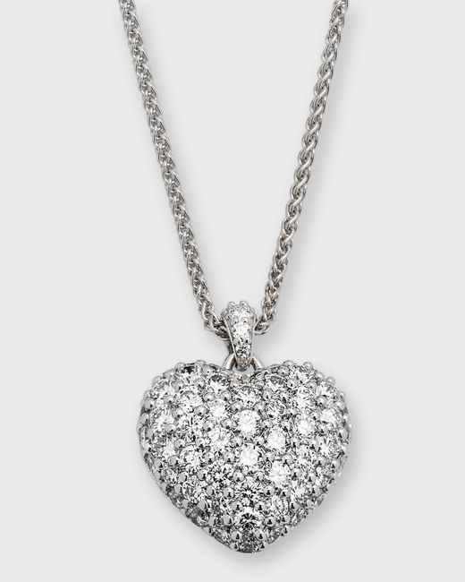 Neiman Marcus 18k White Gold Diamond Heart Pendant Necklace