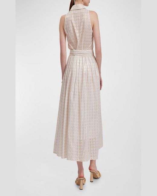 Anne Fontaine Natural Pictural Sleeveless Eyelet Maxi Shirtdress