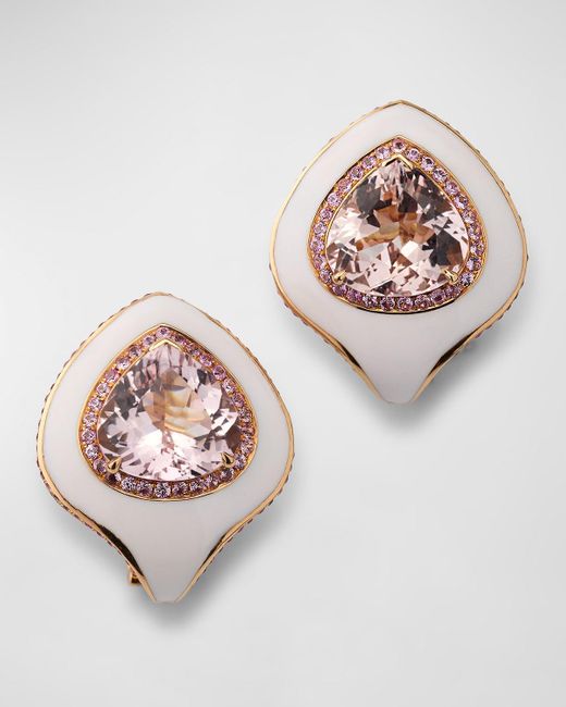 Cicada Jewelry Pink 18K Rose Morganite And Sapphire Enamel Earrings