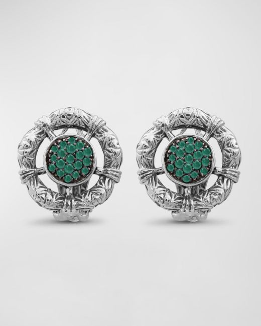 Stephen Dweck Multicolor Emerald Earrings In Sterling Silver