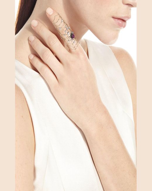 Staurino White 18k Rose Gold Flex Ruby Spider Ring With Diamonds, Size 7.5