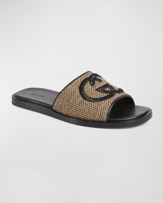 Gucci Brown Apos;S Interlocking G Leather Slide Sandals for men