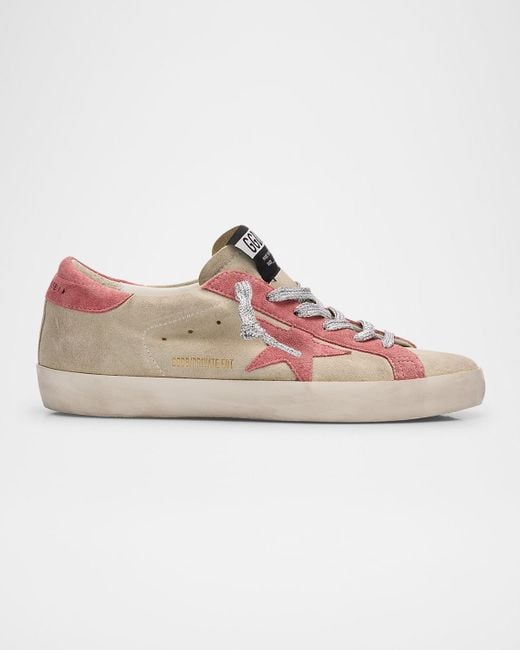 Golden Goose Women's Pink Super-Star Suede Low-Top Sneakers