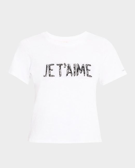 Cinq À Sept White Je Taime Embellished Crewneck Tee