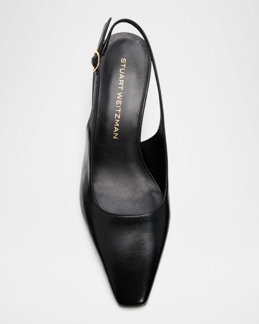 Stuart Weitzman Black 50Mm Stassi Leather Slingback Pumps