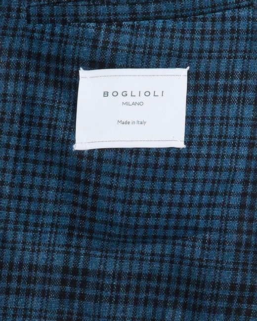 Boglioli Blue Apos;S Plaid Wool-Blend Two-Button Blazer for men