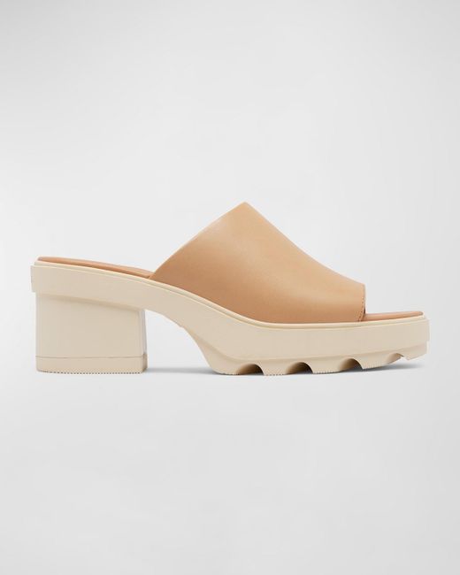 Sorel White Joanie Leather Platform Slide Sandals
