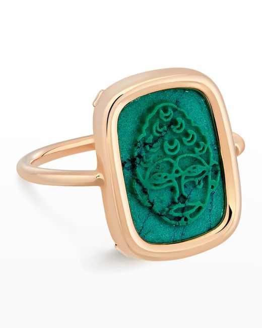 Ginette NY Green Rose Gold Turquoise Buddha Ring
