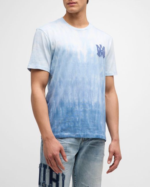 Amiri Blue Dip-Dyed Logo T-Shirt for men