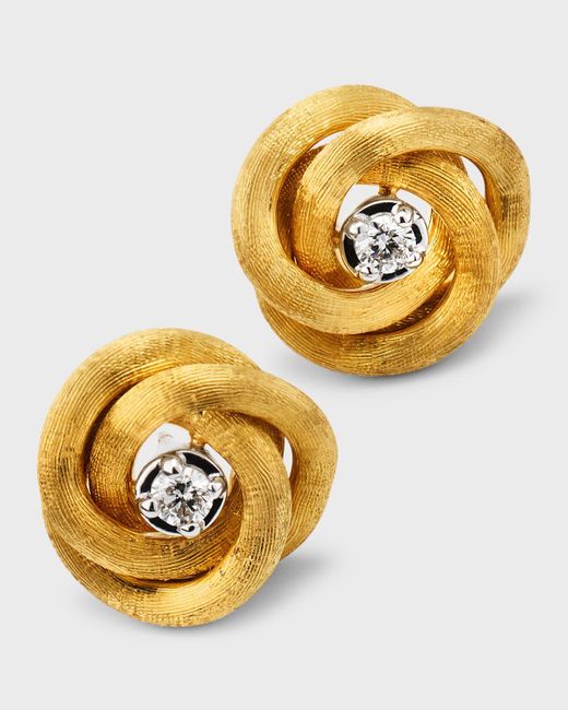 Marco Bicego Metallic 18k Yellow Gold Jaipur Link Stud Earrings With Diamonds