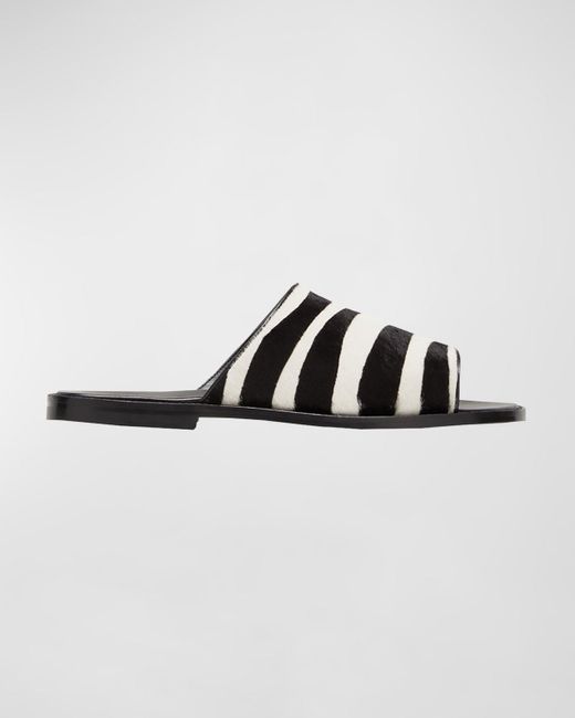 Manolo Blahnik Multicolor Zebra-Print Calf Hair Slide Sandals for men