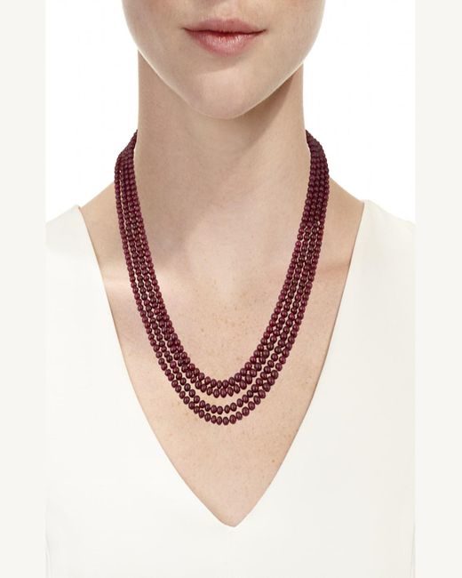 Splendid Pink 18K Four-Row Ruby Necklace