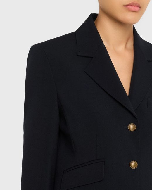 Max Mara Blue Single-Breasted Stretch Wool Jacket