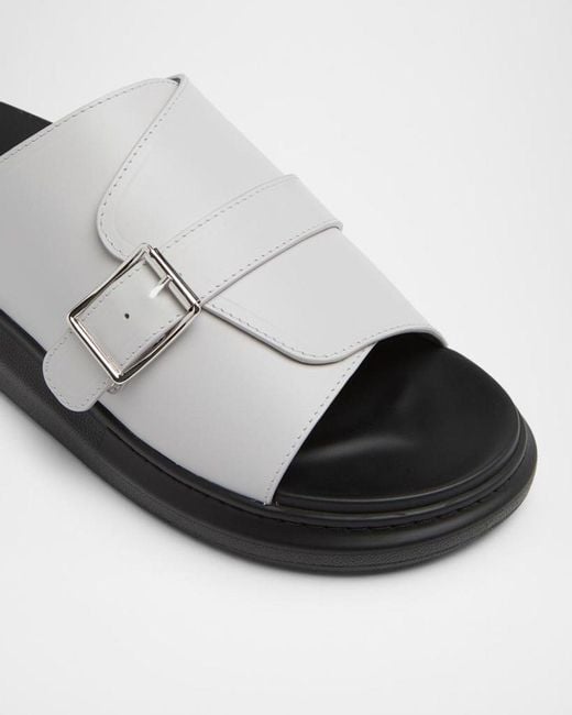 McQueen White Apos;S Rubber Overlapping-Upper Buckle Sandals for men