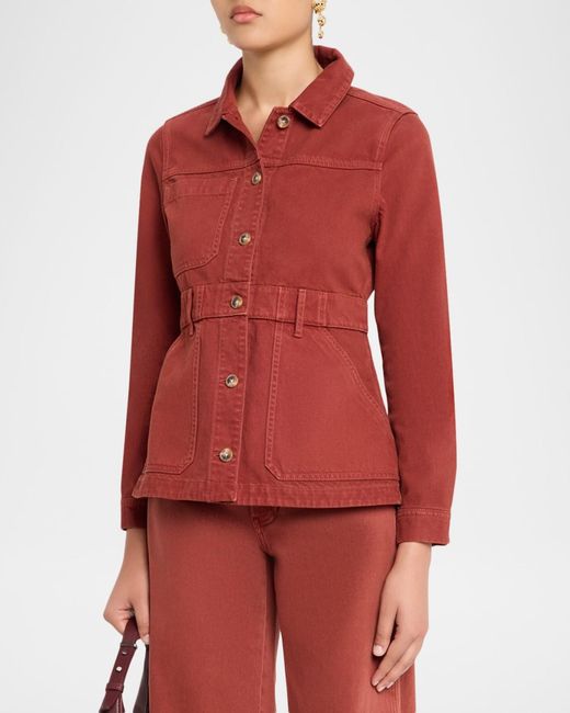 Veronica Beard Red Anzu Twill Utility Jacket