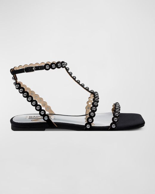 Badgley Mischka Metallic Cami Dome Stud T-Strap Sandals